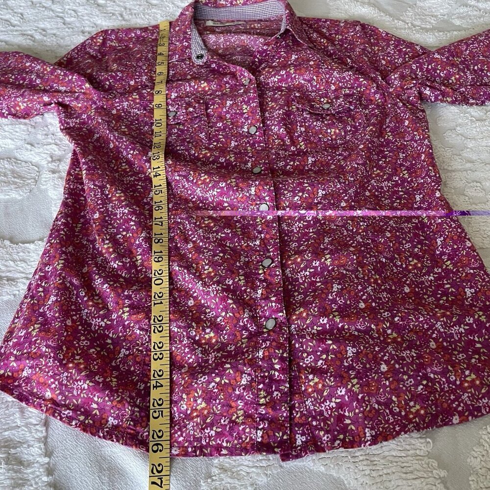 Old Navy Floral Long Sleeve Top With Pearl Snap Button Women's Size Medium - Picture 9 of 10